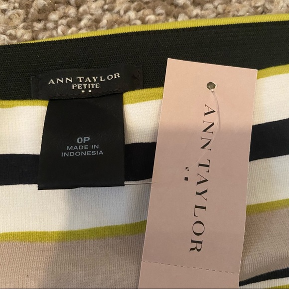 Ann Taylor Chartreuse Stripe Stretch-Knit High-Rise Pencil Mini Skirt 0P NWT - Picture 4 of 7